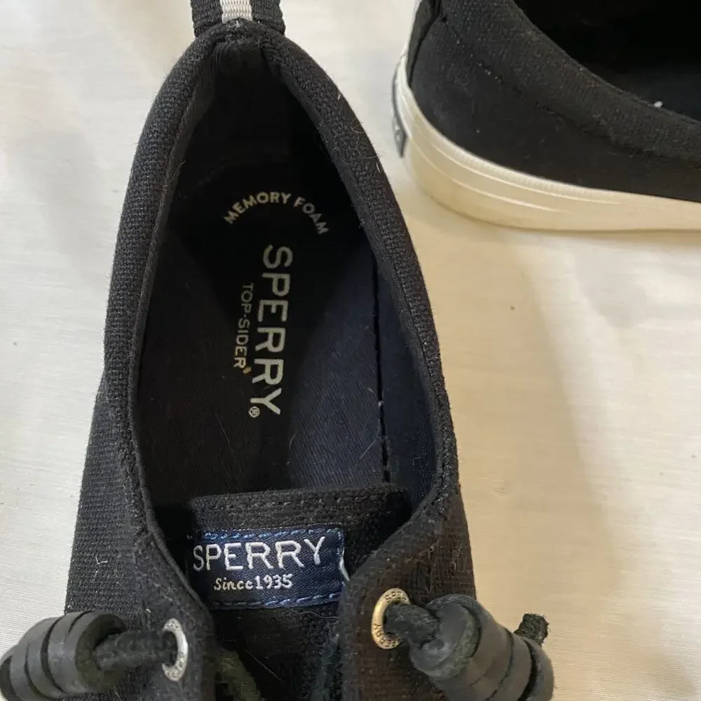 SPERRY TOPSIDERS CANVAS SNEAKERS SIZE 6.5 STS99251 BLACK